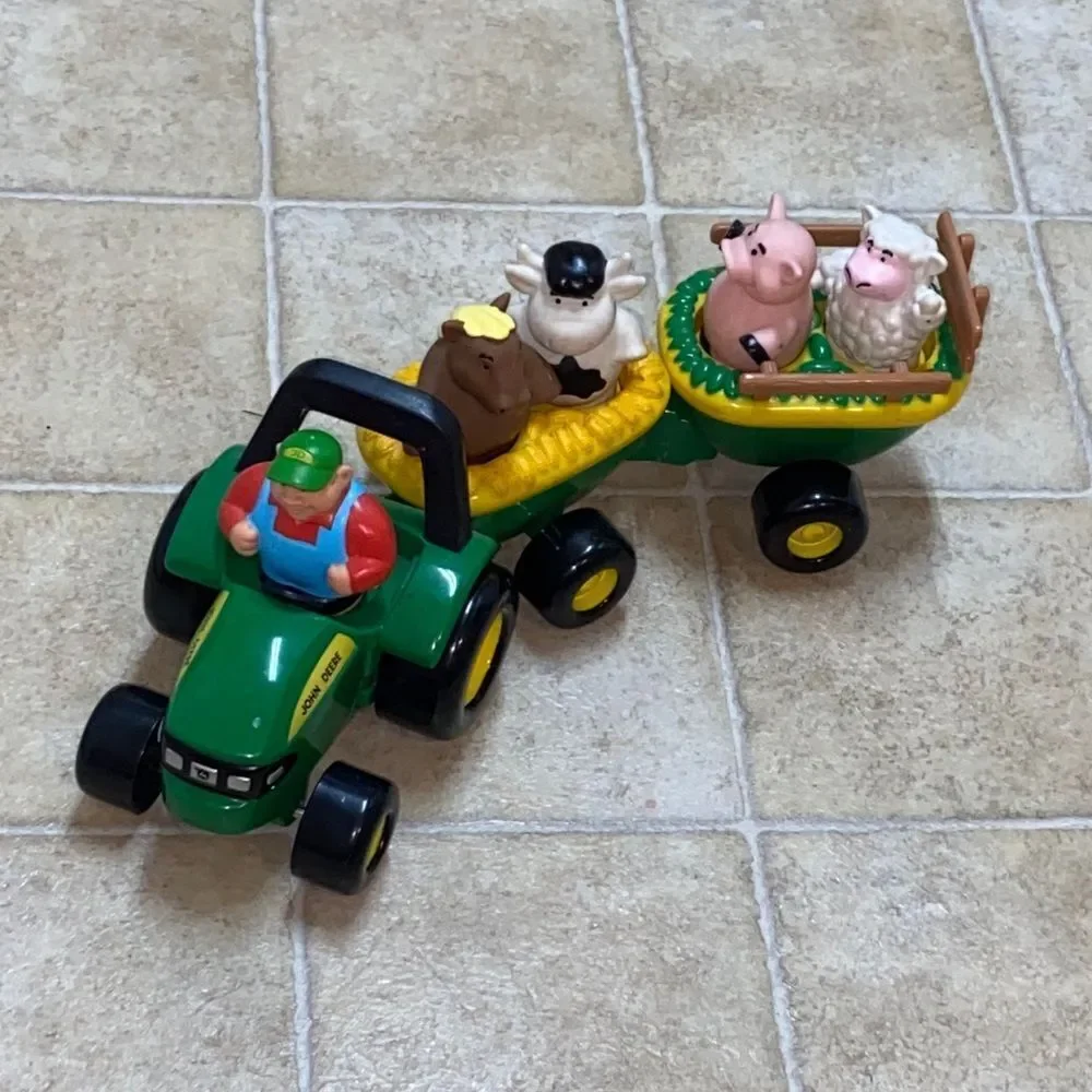 John Deere Green Farm Tractor Toy with Animals